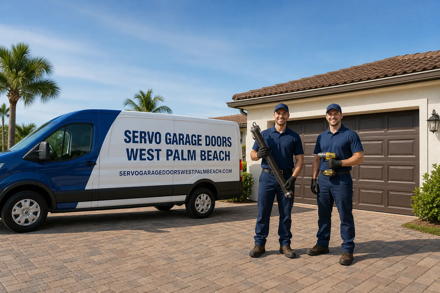 Servo Garage Doors West Palm Beach garage door service vehicle and crew in West Palm Beach, FL